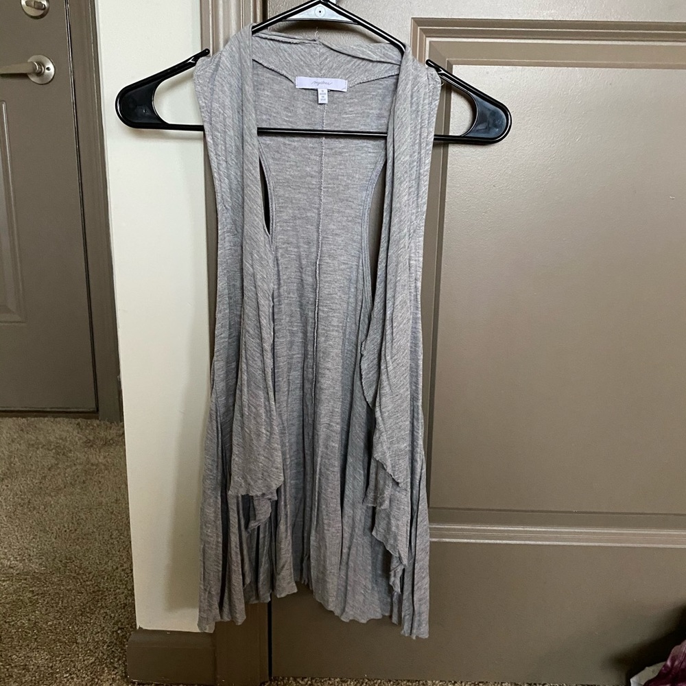 Grey cardigan.